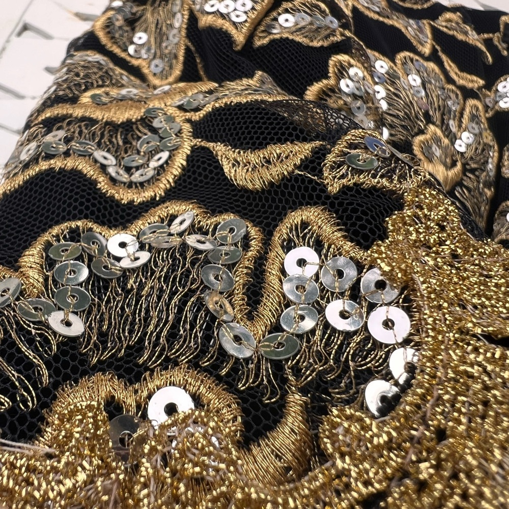 Jessica McClintock Black Jacket with Gold Embroidery size 6 - Picture 11 of 15